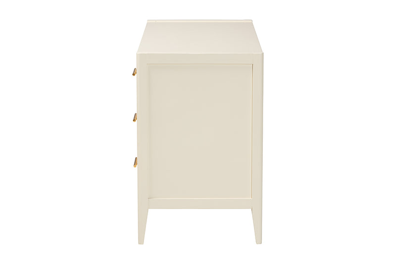 Albert Mid-Century Ivory Fluted Wood 6-Drawer Dresser