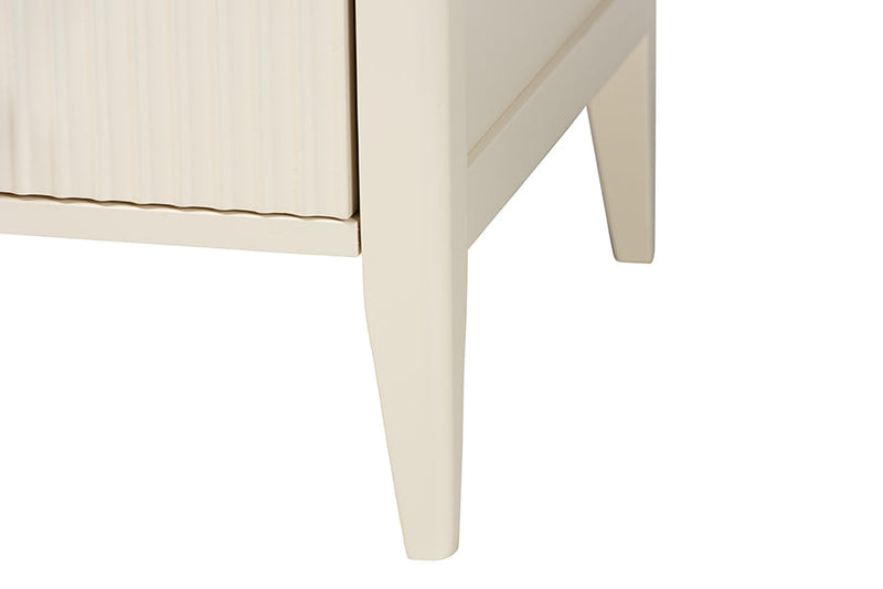 Albert Ivory Fluted Wood 6-Drawer Dresser Baxton