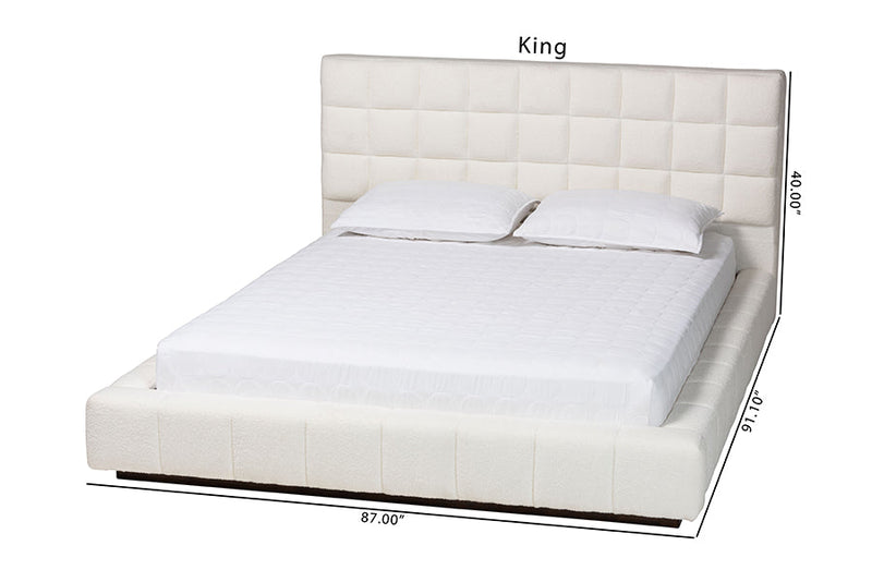 Mela Teddy-Bear Fabric Queen Size Platform Bed Baxton