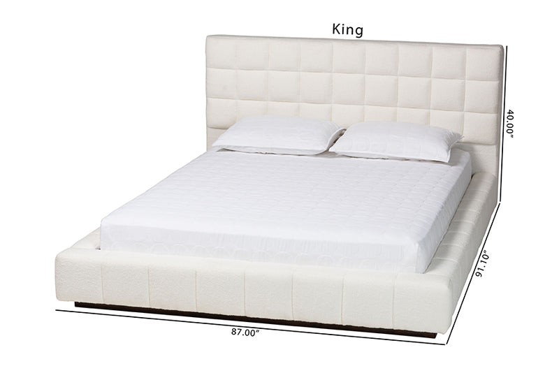 Mela Glam and Luxe Teddy-Bear Fabric King Size Platform Bed