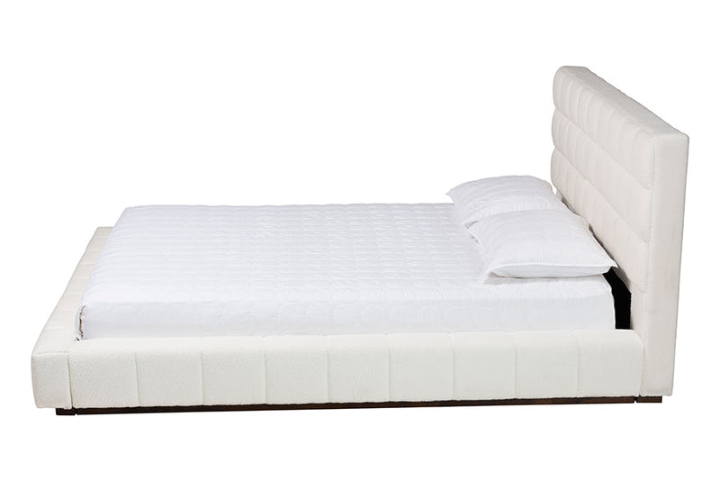 Mela Teddy-Bear Fabric Queen Size Platform Bed Baxton