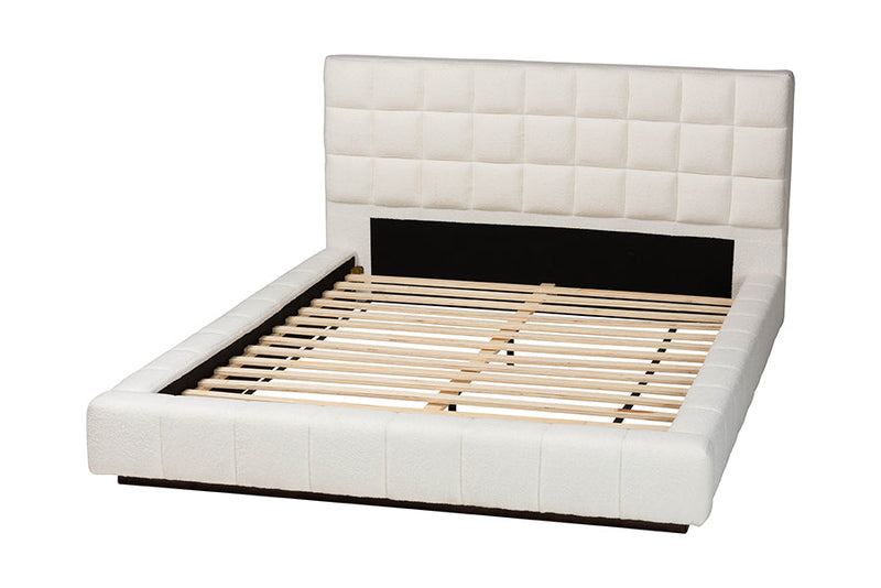 Mela Teddy-Bear Fabric Queen Size Platform Bed Baxton