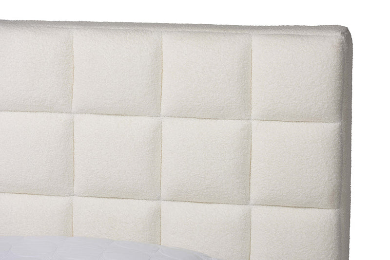 Mela Teddy-Bear Fabric Queen Size Platform Bed Baxton