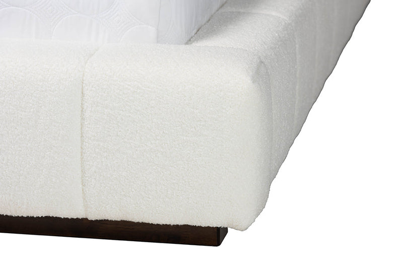 Mela Teddy-Bear Fabric Queen Size Platform Bed Baxton
