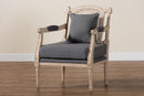 Caleb Gray Fabric Whitewashed Mahogany Wood Armchair Baxton