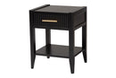 Albert Black Fluted Wood 1-Drawer Nightstand Baxton