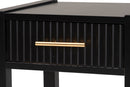 Albert Black Fluted Wood 1-Drawer Nightstand Baxton