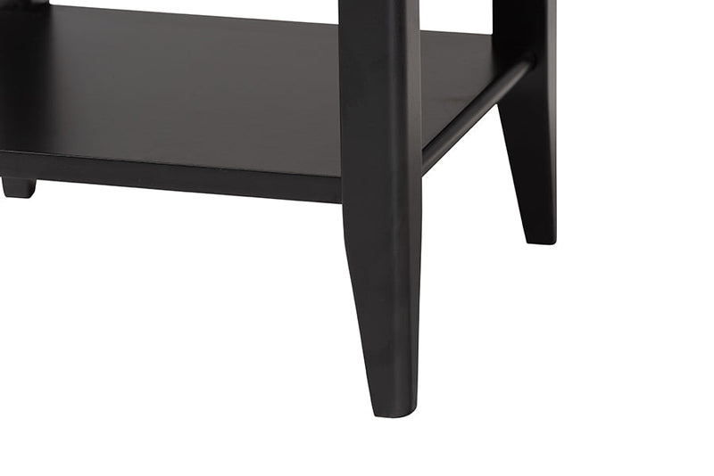 Albert Black Fluted Wood 1-Drawer Nightstand Baxton