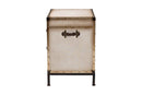 Lorand White Canvas 2-Drawer End Table Trunk Baxton