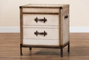 Lorand White Canvas 2-Drawer End Table Trunk Baxton