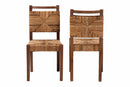 Sagen Bohemian Natural Seagrass and Mahogany Wood 2Pc Dining Chair Baxton