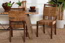 Sagen Bohemian Natural Seagrass and Mahogany Wood 2Pc Dining Chair Baxton