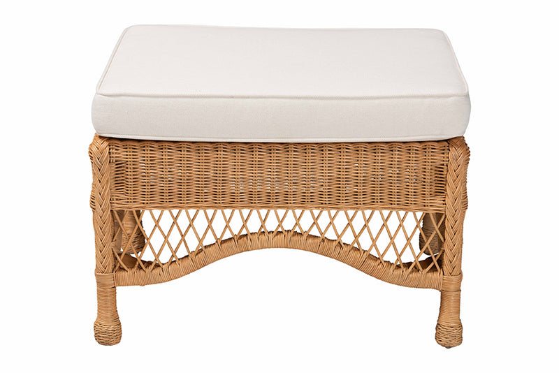 Calder Bohemian Light Honey Braided Rattan Ottoman Stool