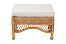 Calder Bohemian Light Honey Braided Rattan Ottoman Stool Baxton