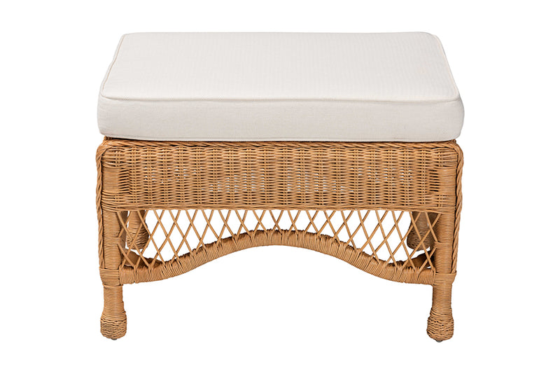 Calder Bohemian Light Honey Braided Rattan Ottoman Stool