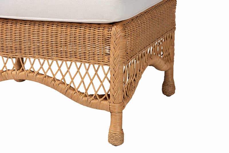 Calder Bohemian Light Honey Braided Rattan Ottoman Stool