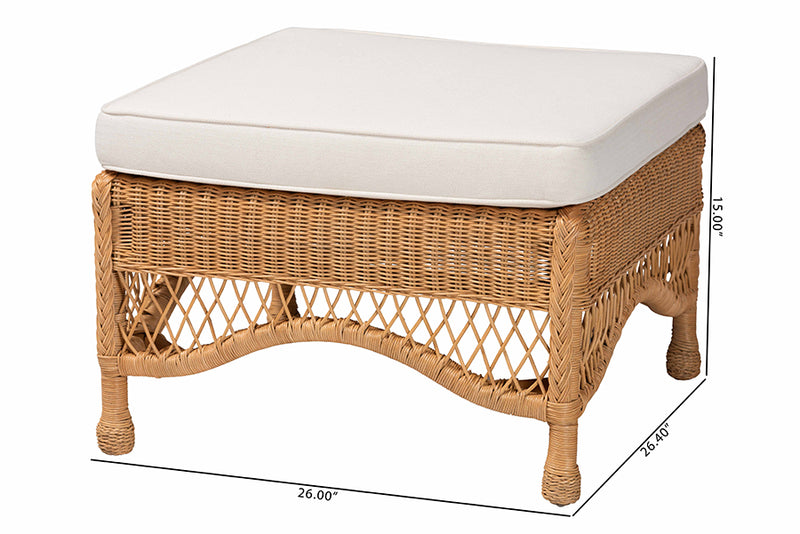 Calder Bohemian Light Honey Braided Rattan Ottoman Stool