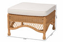 Calder Bohemian Light Honey Braided Rattan Ottoman Stool Baxton