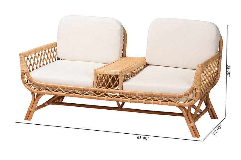 Noll Bohemian Light Honey Rattan Tete-a-Tete Sofa