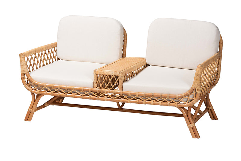 Noll Bohemian Light Honey Rattan Tete-a-Tete Sofa