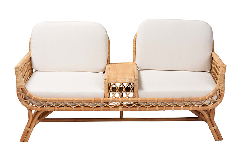 Noll Bohemian Light Honey Rattan Tete-a-Tete Sofa