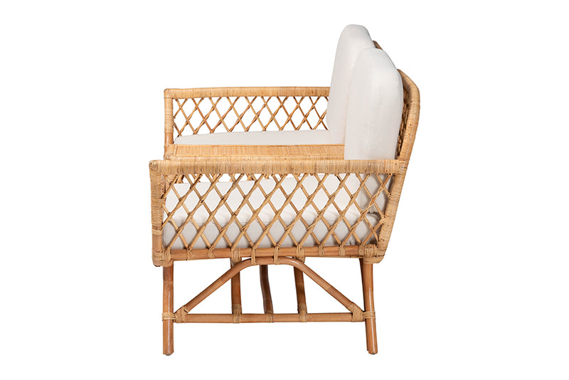 Noll Bohemian Light Honey Rattan Tete-a-Tete Sofa