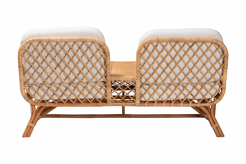 Noll Bohemian Light Honey Rattan Tete-a-Tete Sofa