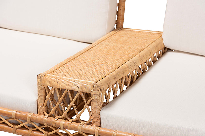 Noll Bohemian Light Honey Rattan Tete-a-Tete Sofa