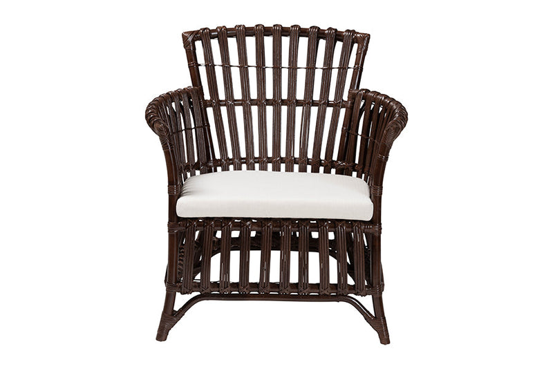 Calder Bohemian Very Dark Brown Rattan Arm Chair Baxton