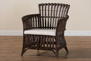 Calder Bohemian Very Dark Brown Rattan Arm Chair Baxton