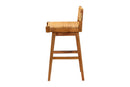 Roden Bohemian Natural Rattan and Mahogany Wood Bar Stool Baxton