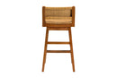 Roden Bohemian Natural Rattan and Mahogany Wood Bar Stool Baxton