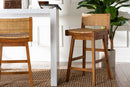 Roden Bohemian Natural Rattan and Mahogany Wood Bar Stool Baxton