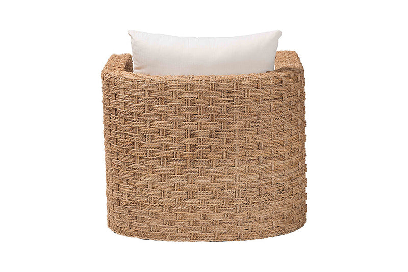 April Bohemian Light Brown Seagrass Tuxedo Arm Chair Baxton