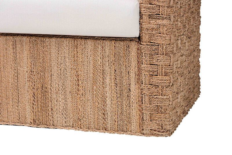 April Bohemian Light Brown Seagrass Tuxedo Arm Chair Baxton