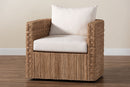 April Bohemian Light Brown Seagrass Tuxedo Arm Chair Baxton