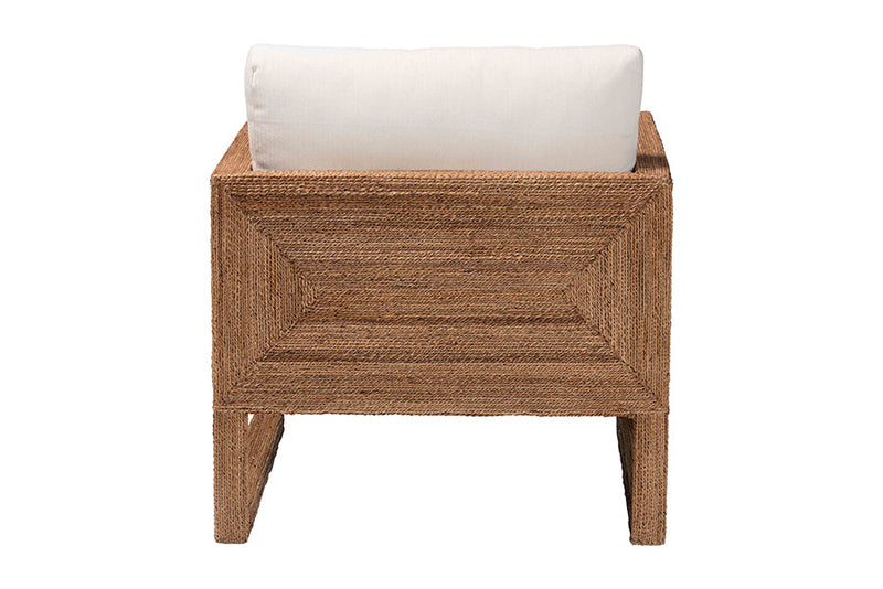 Rosita Bohemian Bleached Seagrass and Acacia Wood Arm Chair Baxton
