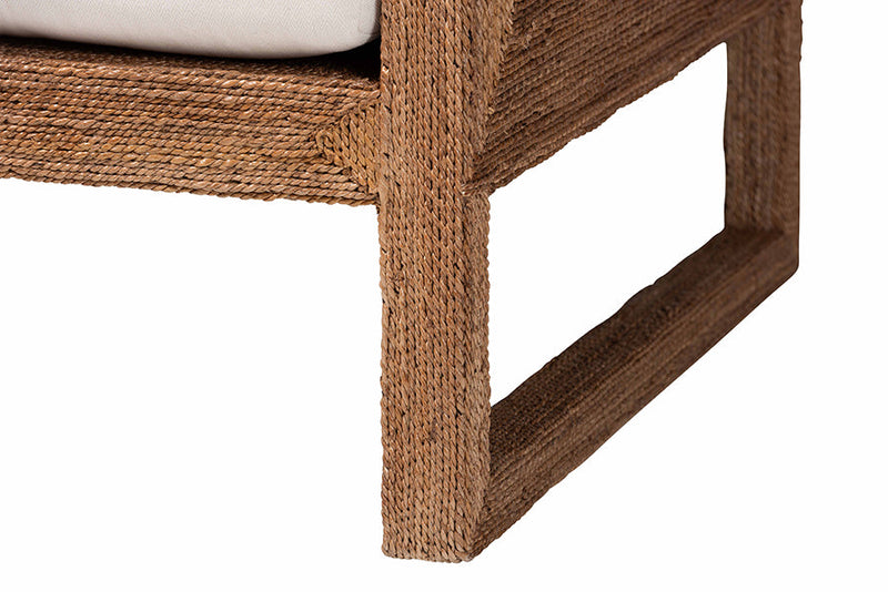 Rosita Bohemian Bleached Seagrass and Acacia Wood Arm Chair Baxton