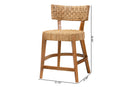 Norton Bohemian Seagrass and Mahogany Wood Counter Stool Baxton