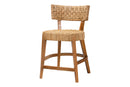 Norton Bohemian Seagrass and Mahogany Wood Counter Stool Baxton
