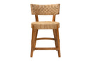 Norton Bohemian Seagrass and Mahogany Wood Counter Stool Baxton