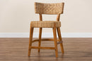 Norton Bohemian Seagrass and Mahogany Wood Counter Stool Baxton