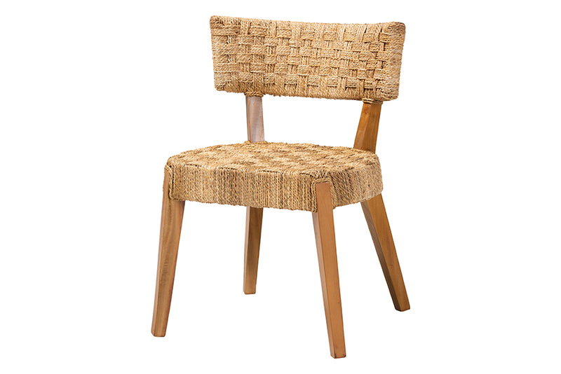 Norton Bohemian Seagrass and Mahogany Wood Dining Chair