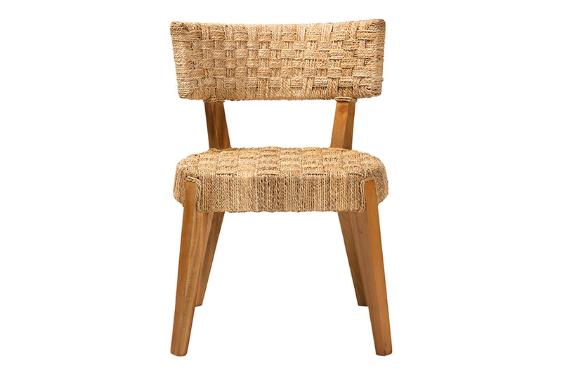 Norton Bohemian Seagrass and Mahogany Wood Dining Chair