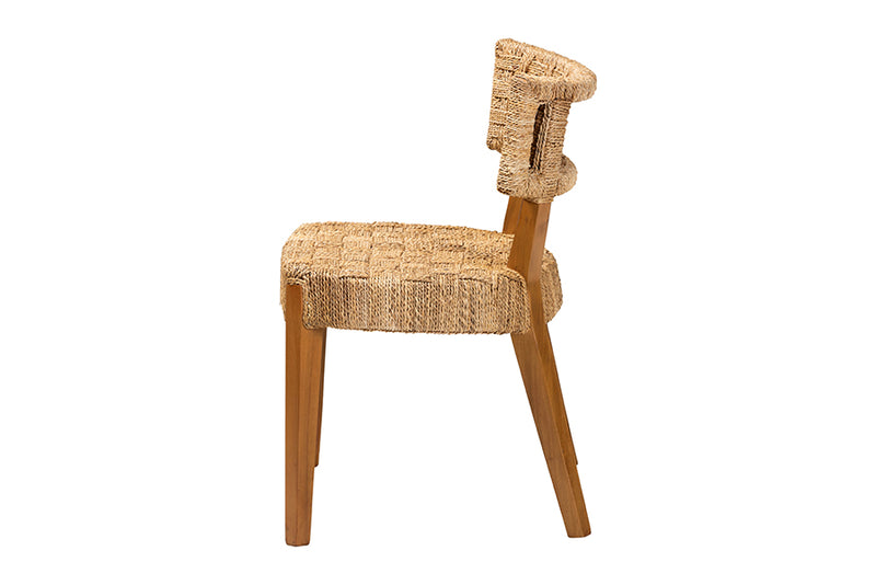 Norton Bohemian Seagrass and Mahogany Wood Dining Chair