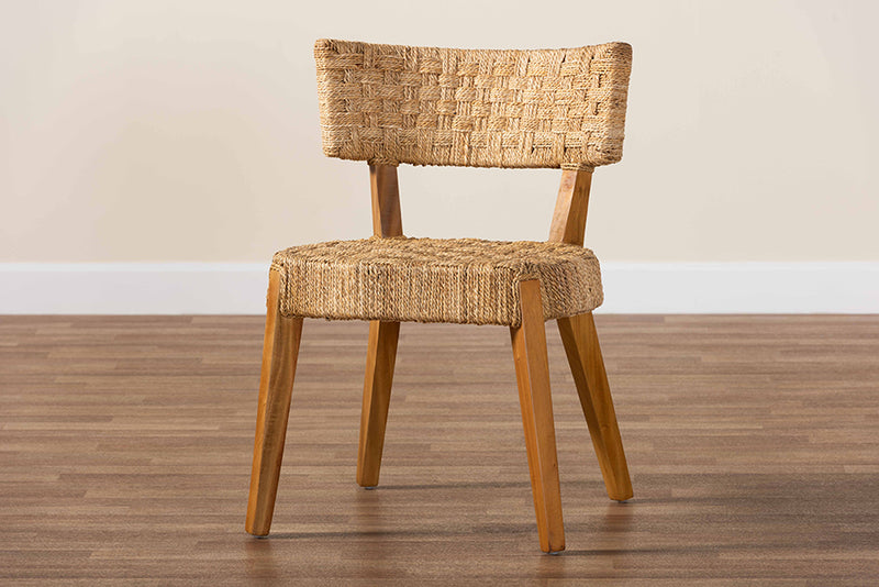 Norton Bohemian Seagrass and Mahogany Wood Dining Chair