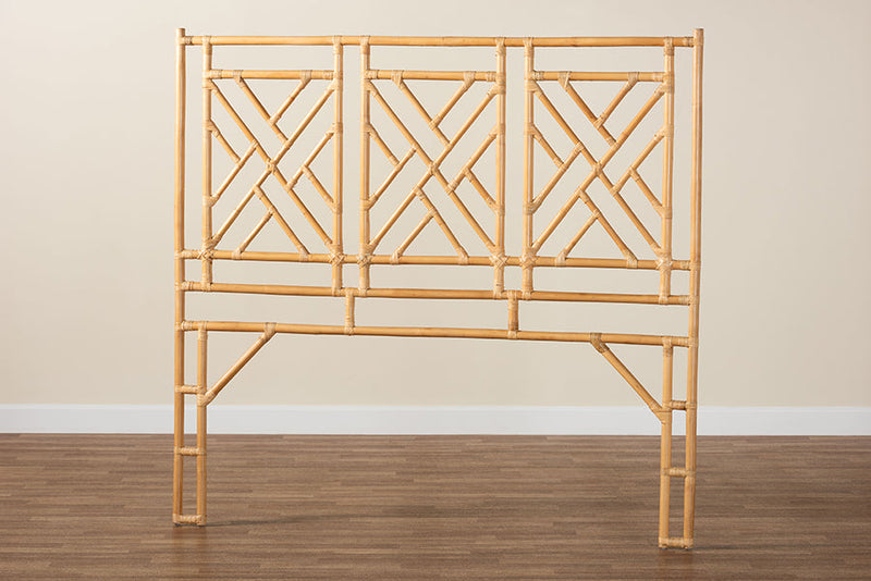 Agatis Bohemian Natural Rattan Queen Size Standalone Headboard Baxton