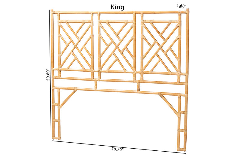 Agatis Bohemian Natural Rattan Queen Size Standalone Headboard Baxton