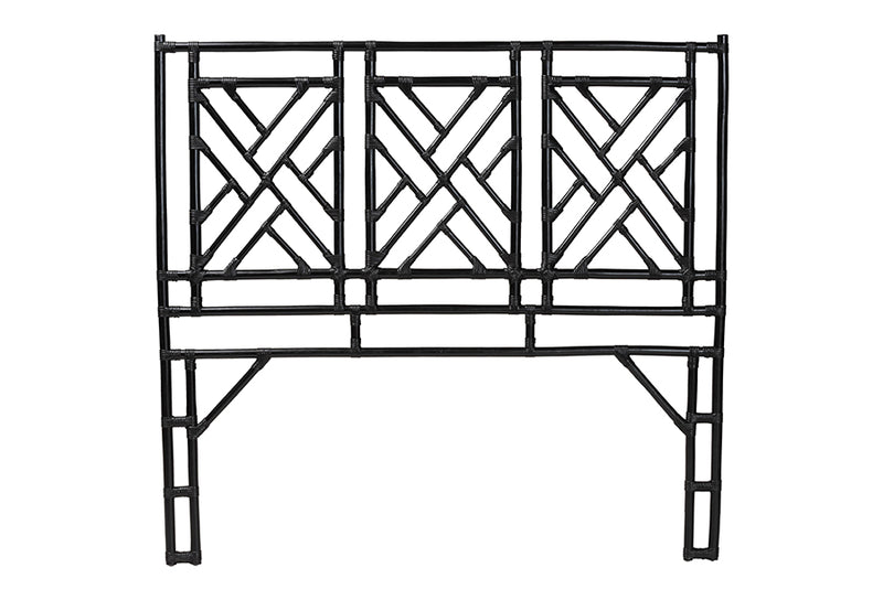 Agatis Bohemian Black Natural Rattan Queen Size Standalone Headboard