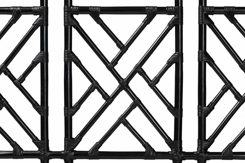 Agatis Bohemian Black Natural Rattan Queen Size Standalone Headboard Baxton